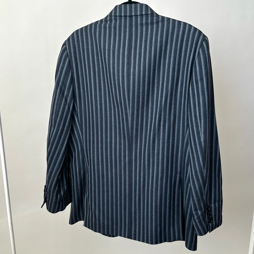 VINTAGE BROOKS BROTHERS CLASSIC BLUE STRIPED BLAZER JACKET ITALIAN WOOL SILK/L - Picture 7 of 9